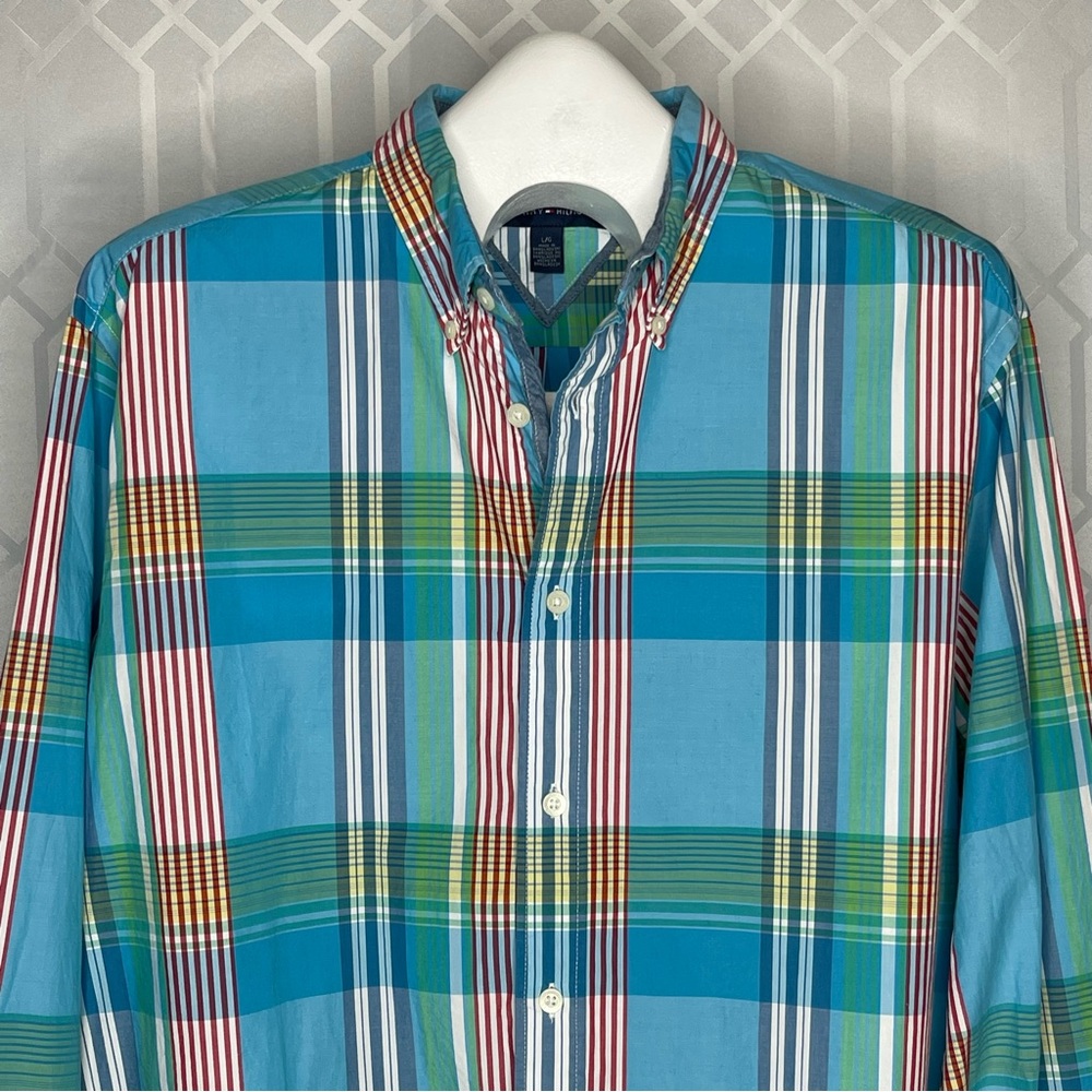 Tommy Hilfiger Classic Fit 100% Cotton Plaid Button Down Shirt L/G